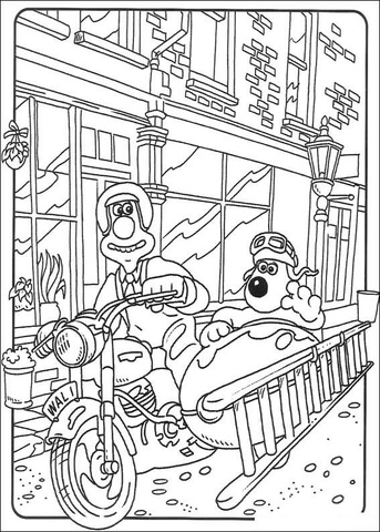 Ride On The Bike With Gromit  Coloring Page